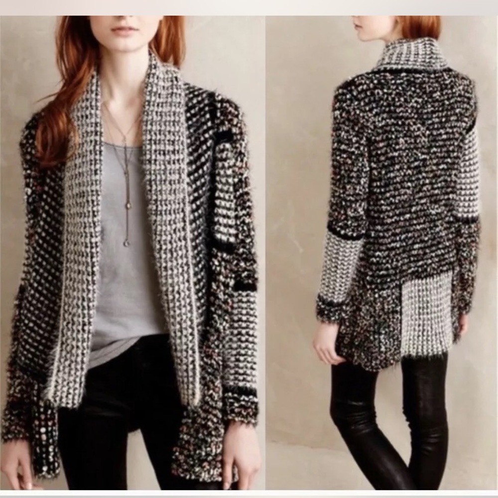 Anthropologie La Fee Verte Cozy Speckled Knit Open Cardigan Shawl Size S